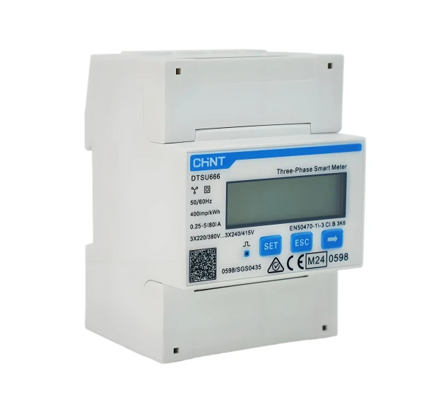 Compteur intelligent triphasé Chint DTSU666, direct 80 A, Modbus, MID