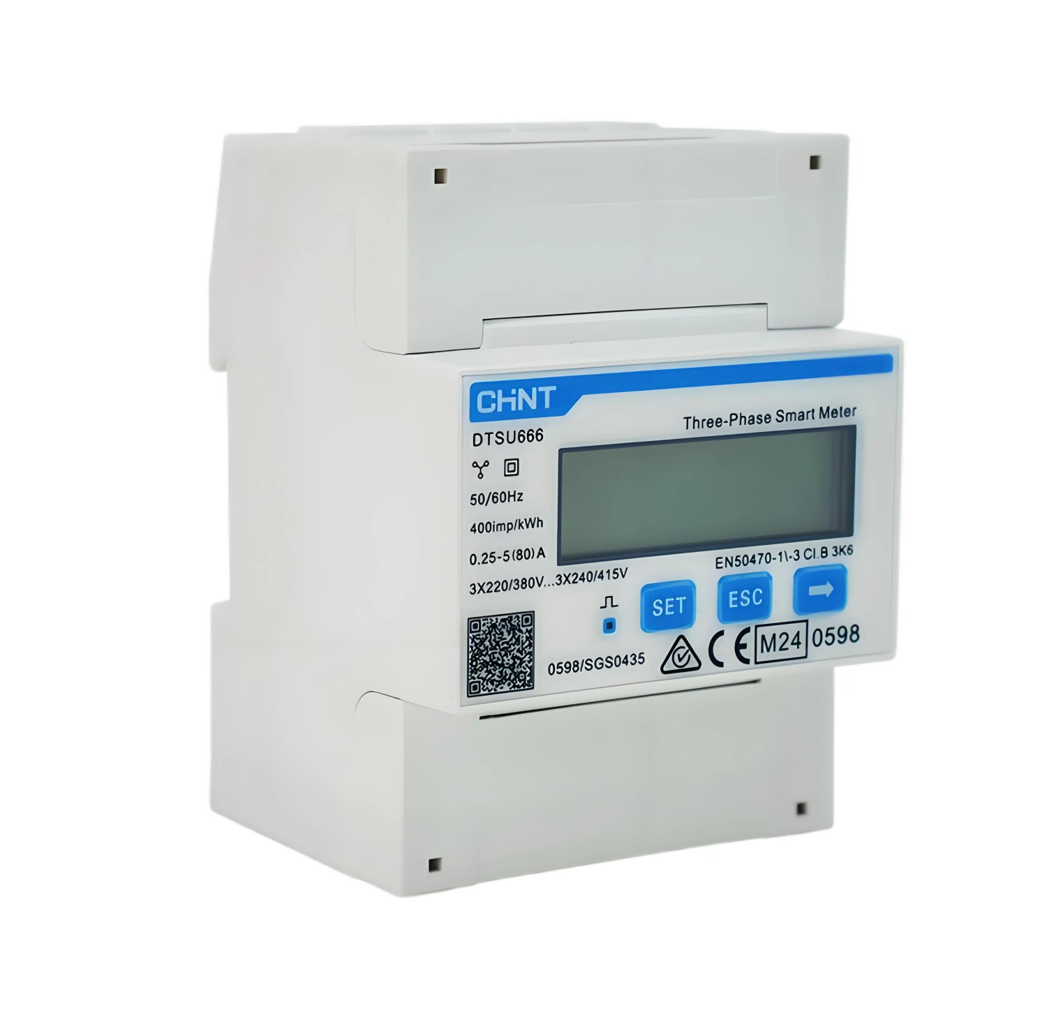 Compteur intelligent triphasé Chint DTSU666, direct 80 A, Modbus, MID
