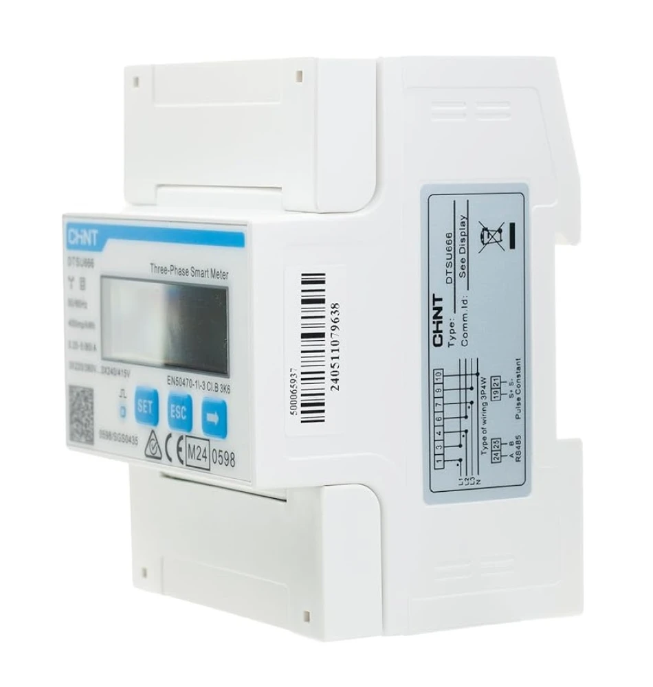 Compteur intelligent triphasé Chint DTSU666, direct 80 A, Modbus, MID