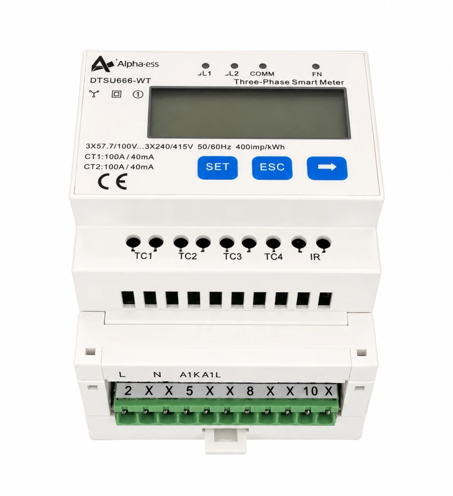 Compteur intelligent triphasé AlphaESS DTSU666 avec 3 TC 100 A